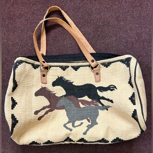 Dynamic Horse Motif Black and Brown Tote